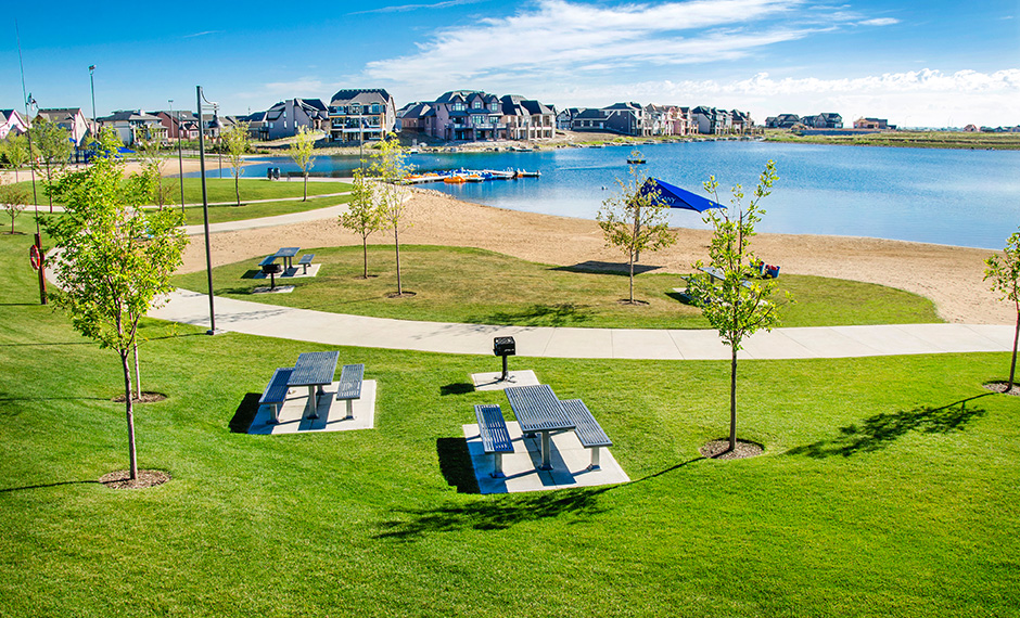 An aerial view of Mahogany’s West Beach